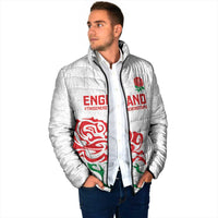 Custom Women Rugby England Padded Jacket Red Roses Energy Never Stops - Wonder Print Shop