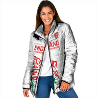 Custom Women Rugby England Padded Jacket Red Roses Energy Never Stops - Wonder Print Shop