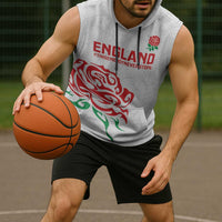 Custom Women Rugby England Sleeveless Hoodie Red Roses Energy Never Stops - Wonder Print Shop