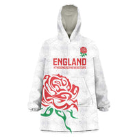 Custom Women Rugby England Wearable Blanket Hoodie Red Roses Energy Never Stops - Wonder Print Shop