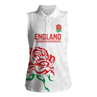 Custom Women Rugby England Women Sleeveless Polo Shirt Red Roses Energy Never Stops - Wonder Print Shop
