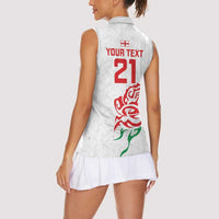 Custom Women Rugby England Women Sleeveless Polo Shirt Red Roses Energy Never Stops - Wonder Print Shop