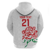 Custom Women Rugby England Zip Hoodie Red Roses Energy Never Stops - Wonder Print Shop