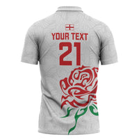 Custom Women Rugby England Zipper Polo Shirt Red Roses Energy Never Stops - Wonder Print Shop