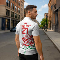 Custom Women Rugby England Zipper Polo Shirt Red Roses Energy Never Stops - Wonder Print Shop