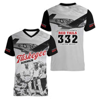 Tuskegee Airmen 332nd Fighter Group Women V-Neck T-Shirt Vintage-style War - Wonder Print Shop
