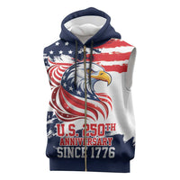 United States Honoring 250 Years of Liberty Sleeveless Zip Hoodie - Wonder Print Shop