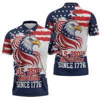 United States Honoring 250 Years of Liberty Zipper Polo Shirt - Wonder Print Shop