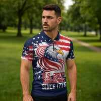 United States Honoring 250 Years of Liberty Zipper Polo Shirt - Wonder Print Shop