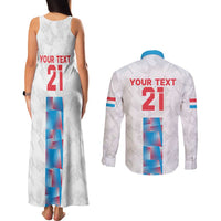Luxembourg Football Custom Couples Matching Tank Maxi Dress and Long Sleeve Button Shirt Les Lions Rouges LT9 - Wonder Print Shop