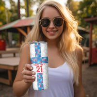 Luxembourg Football Custom Skinny Tumbler Les Lions Rouges - Wonder Print Shop