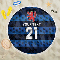 Luxembourg Football Custom Beach Blanket The Red Lions Tribal Pattern LT9 - Wonder Print Shop