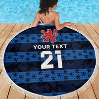 Luxembourg Football Custom Beach Blanket The Red Lions Tribal Pattern LT9 - Wonder Print Shop