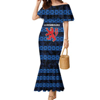 Luxembourg Football Custom Family Matching Mermaid Dress and Hawaiian Shirt The Red Lions Tribal Pattern LT9 - Wonder Print Shop