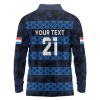 Luxembourg Football Custom Long Sleeve Polo Shirt The Red Lions Tribal Pattern - Wonder Print Shop