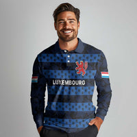 Luxembourg Football Custom Long Sleeve Polo Shirt The Red Lions Tribal Pattern - Wonder Print Shop