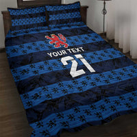 Luxembourg Football Custom Quilt Bed Set The Red Lions Tribal Pattern - Wonder Print Shop