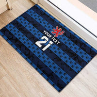 Luxembourg Football Custom Rubber Doormat The Red Lions Tribal Pattern - Wonder Print Shop