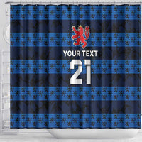 Luxembourg Football Custom Shower Curtain The Red Lions Tribal Pattern