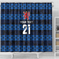 Luxembourg Football Custom Shower Curtain The Red Lions Tribal Pattern