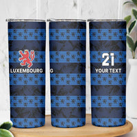 Luxembourg Football Custom Skinny Tumbler The Red Lions Tribal Pattern - Wonder Print Shop