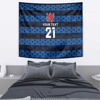 Luxembourg Football Custom Tapestry The Red Lions Tribal Pattern - Wonder Print Shop