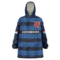 Luxembourg Football Custom Wearable Blanket Hoodie The Red Lions Tribal Pattern - Wonder Print Shop