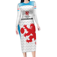 Luxembourg Custom Family Matching Long Sleeve Bodycon Dress and Hawaiian Shirt Motifs 2021-22 Federation Luxembourgeoise de Rugby LT9 - Wonder Print Shop