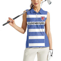 Luxembourg Rugby Custom Women Sleeveless Polo Shirt Motifs 1997 Vintage - Wonder Print Shop