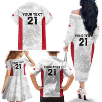 Poland Rugby Custom Family Matching Off The Shoulder Long Sleeve Dress and Hawaiian Shirt Biało-czerwoni The White and Reds Sporty Pattern - Wonder Print Shop