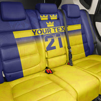 Sweden Rugby Custom Back Car Seat Cover Three Crowns of Sweden Blue Pattern LT9 - Wonder Print Shop