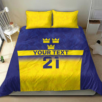 Sweden Rugby Custom Bedding Set Three Crowns of Sweden Blue Pattern LT9 - Wonder Print Shop
