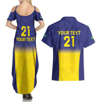 Sweden Rugby Custom Couples Matching Summer Maxi Dress and Hawaiian Shirt Three Crowns of Sweden Blue Pattern LT9 - Wonder Print Shop