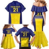 Sweden Rugby Custom Family Matching Mermaid Dress and Hawaiian Shirt Three Crowns of Sweden Blue Pattern LT9 - Wonder Print Shop