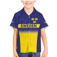 Sweden Rugby Custom Family Matching Mermaid Dress and Hawaiian Shirt Three Crowns of Sweden Blue Pattern LT9 - Wonder Print Shop