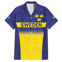 Sweden Rugby Custom Family Matching Off The Shoulder Long Sleeve Dress and Hawaiian Shirt Three Crowns of Sweden Blue Pattern - Wonder Print Shop