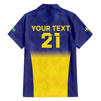 Sweden Rugby Custom Family Matching Puletasi and Hawaiian Shirt Three Crowns of Sweden Blue Pattern - Wonder Print Shop