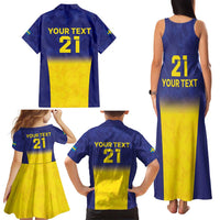 Sweden Rugby Custom Family Matching Tank Maxi Dress and Hawaiian Shirt Three Crowns of Sweden Blue Pattern - Wonder Print Shop