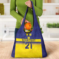 Sweden Rugby Custom Grocery Bag Three Crowns of Sweden Blue Pattern