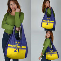 Sweden Rugby Custom Grocery Bag Three Crowns of Sweden Blue Pattern
