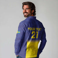 Sweden Rugby Custom Long Sleeve Polo Shirt Three Crowns of Sweden Blue Pattern - Wonder Print Shop