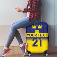 Sweden Rugby Custom Luggage Cover Three Crowns of Sweden Blue Pattern - Wonder Print Shop