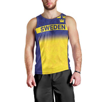 Sweden Rugby Custom Men Tank Top Three Crowns of Sweden Blue Pattern - Wonder Print Shop