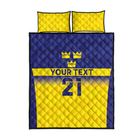 Sweden Rugby Custom Quilt Bed Set Three Crowns of Sweden Blue Pattern - Wonder Print Shop