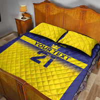 Sweden Rugby Custom Quilt Bed Set Three Crowns of Sweden Blue Pattern - Wonder Print Shop