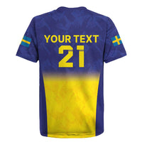 Sweden Rugby Custom Rugby Jersey Three Crowns of Sweden Blue Pattern - Wonder Print Shop