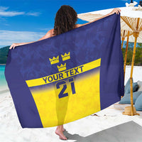 Sweden Rugby Custom Sarong Three Crowns of Sweden Blue Pattern - Wonder Print Shop