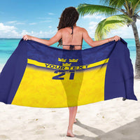 Sweden Rugby Custom Sarong Three Crowns of Sweden Blue Pattern - Wonder Print Shop