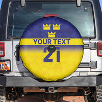 Sweden Rugby Custom Spare Tire Cover Three Crowns of Sweden Blue Pattern - Wonder Print Shop