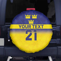Sweden Rugby Custom Spare Tire Cover Three Crowns of Sweden Blue Pattern - Wonder Print Shop